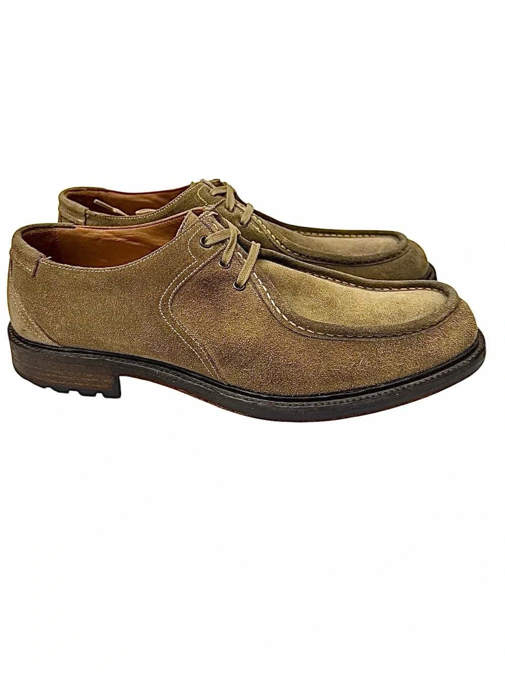 Mike Konos Tan Suede Derby Shoes Italy Men’s 13M Dress Casual Made In Italy